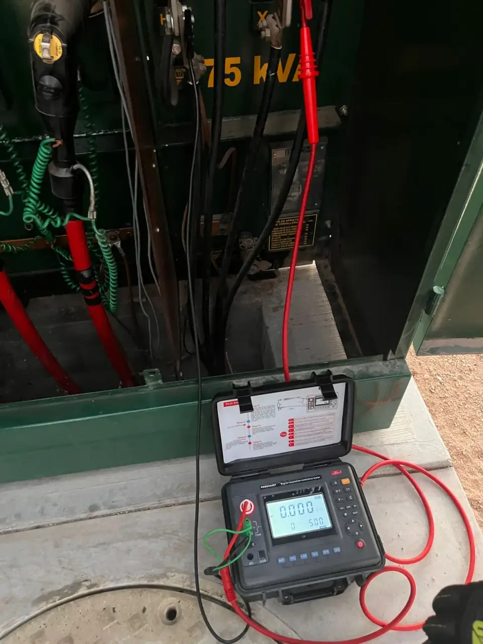 Prueba de resistencia de aislamiento en transformador 75 kVA